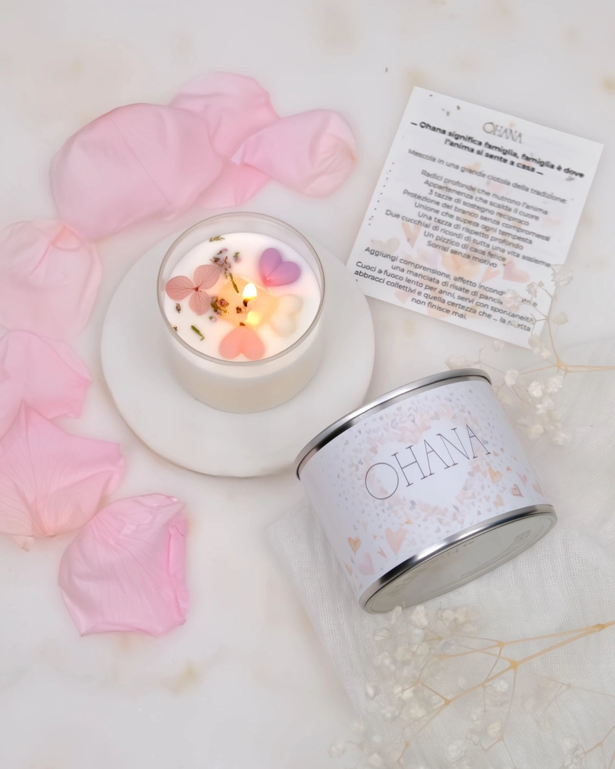 candela profumata cera di soia con dedica  ohana