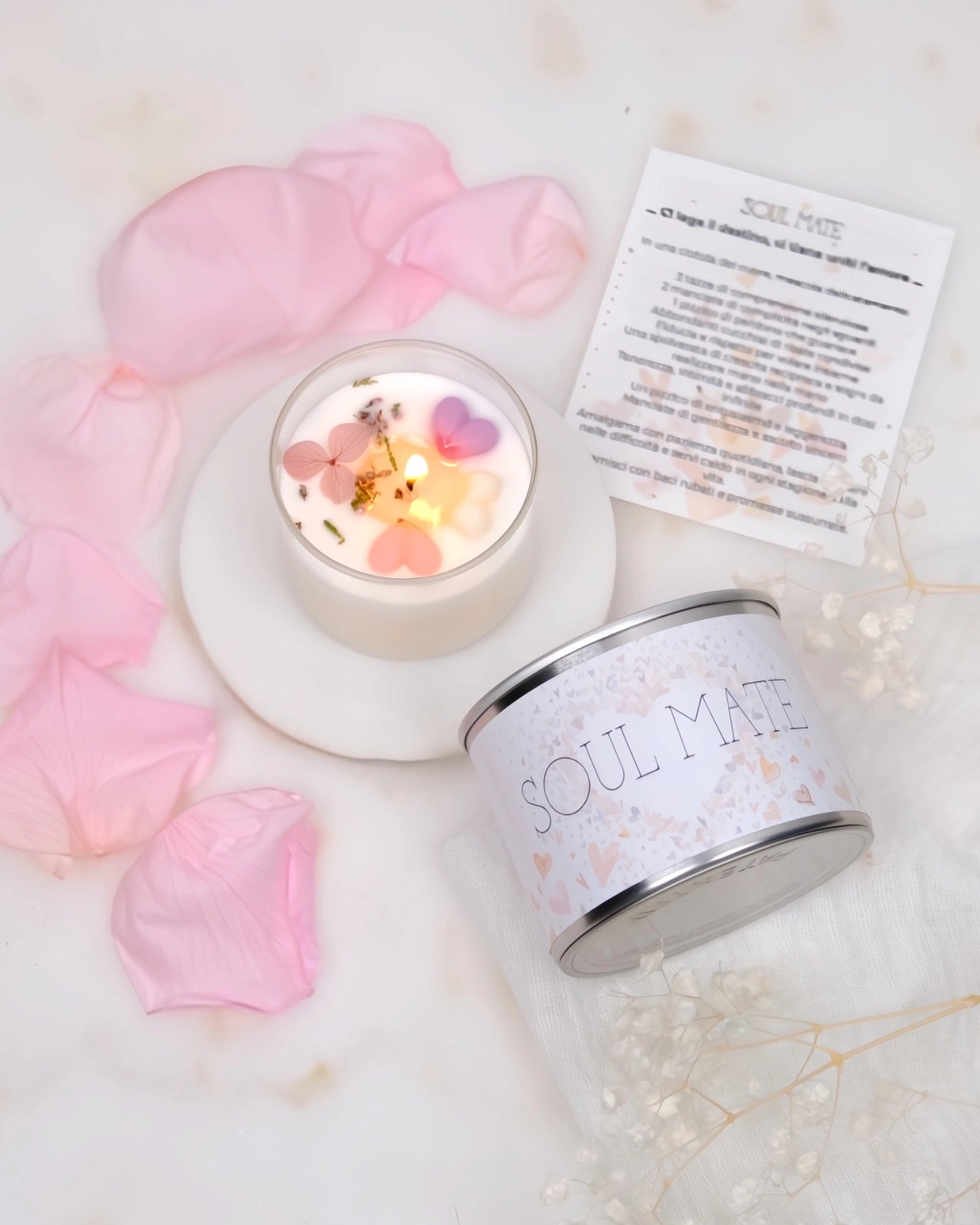 candela profumata cera di soia con dedica  soul mate