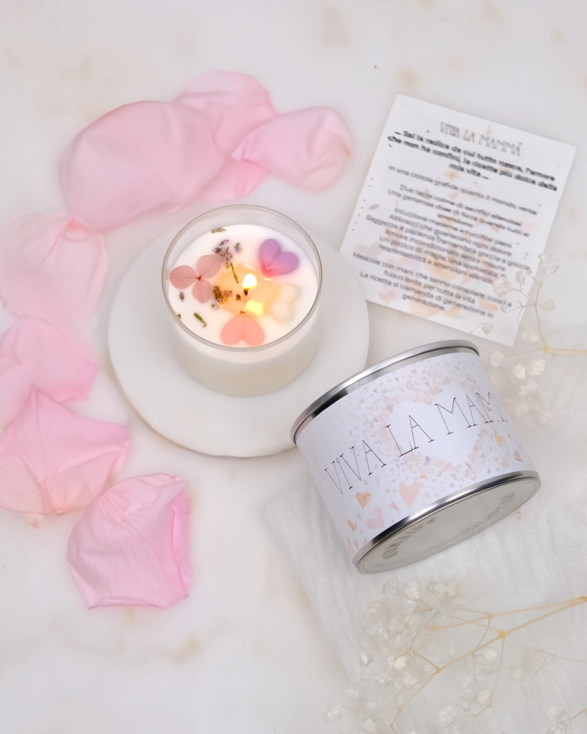 candela profumata cera di soia con dedica  viva la mamma