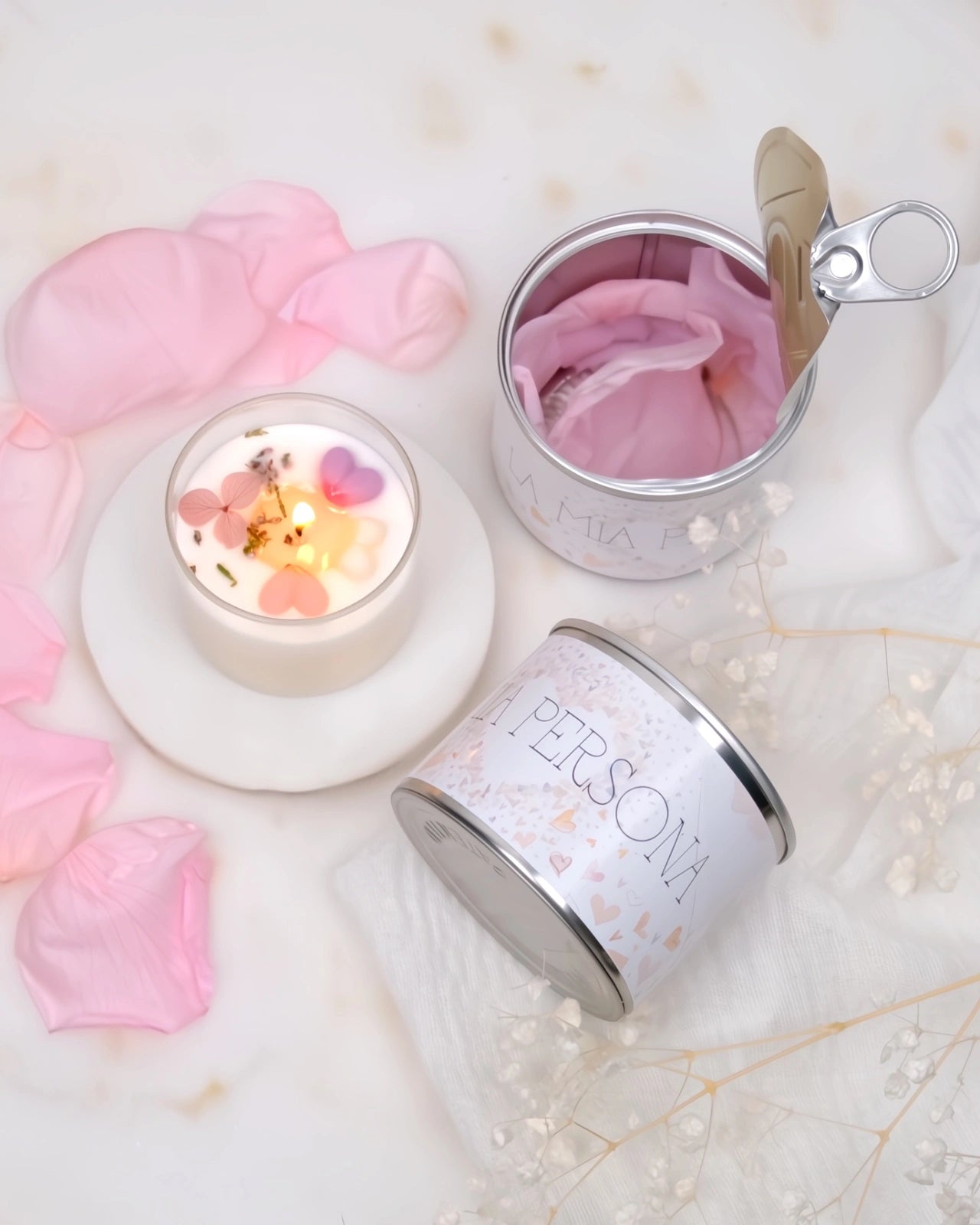 candela profumata cera di soia per persone del cuore