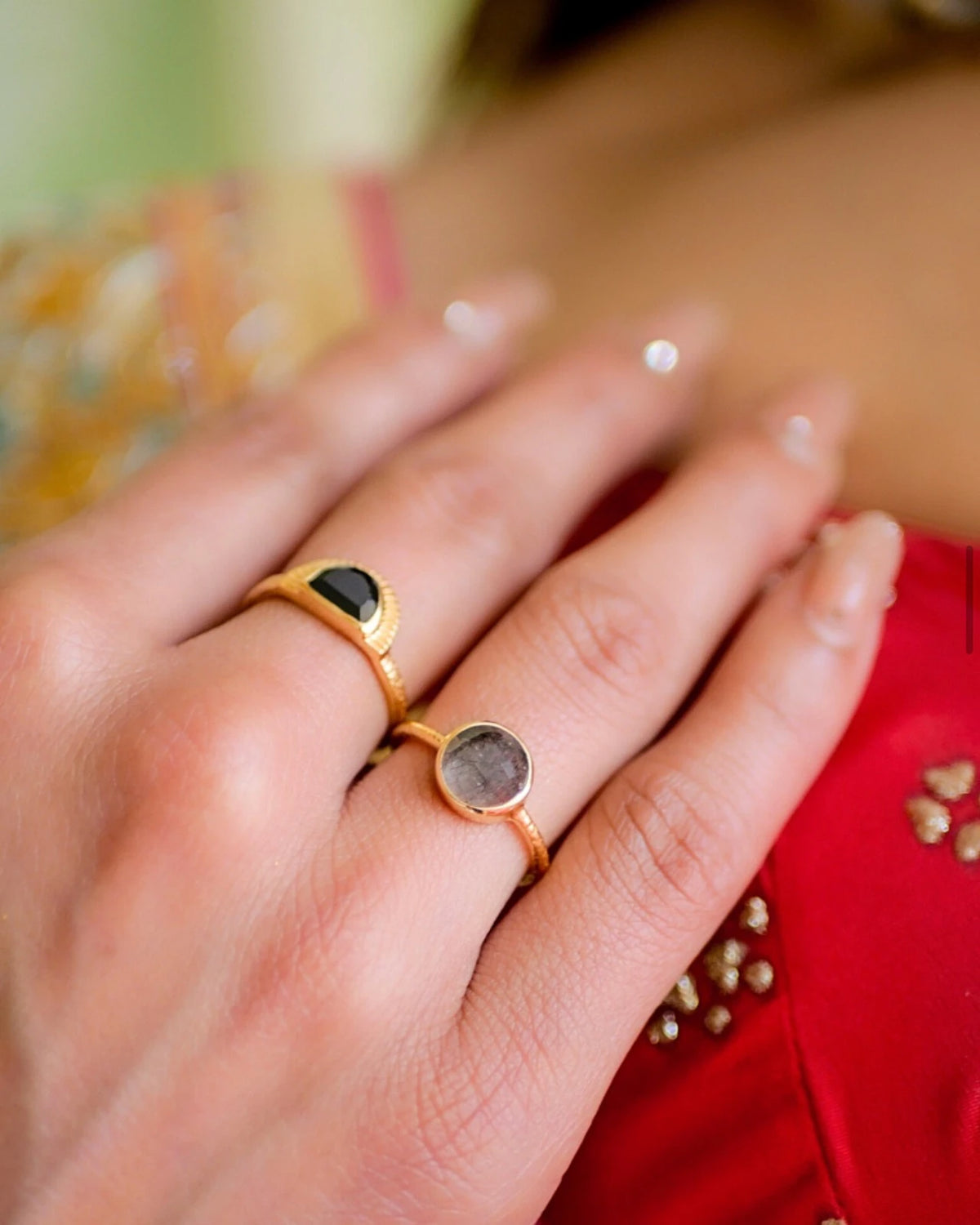 Lithosophia | Deva - Anello con Quarzo Rutilato Nero