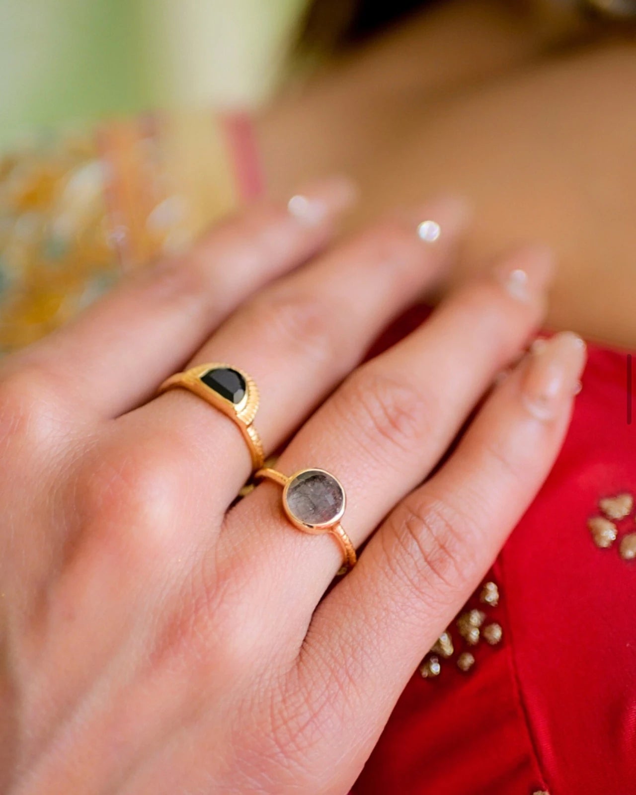 Lithosophia | Deva - Anello con Quarzo Rutilato Nero