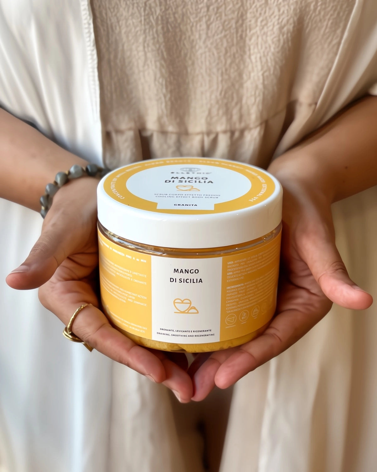 scrub al mango 500 gr - esfoliante bio - granita corpo drenante - iosonolaluce - roma