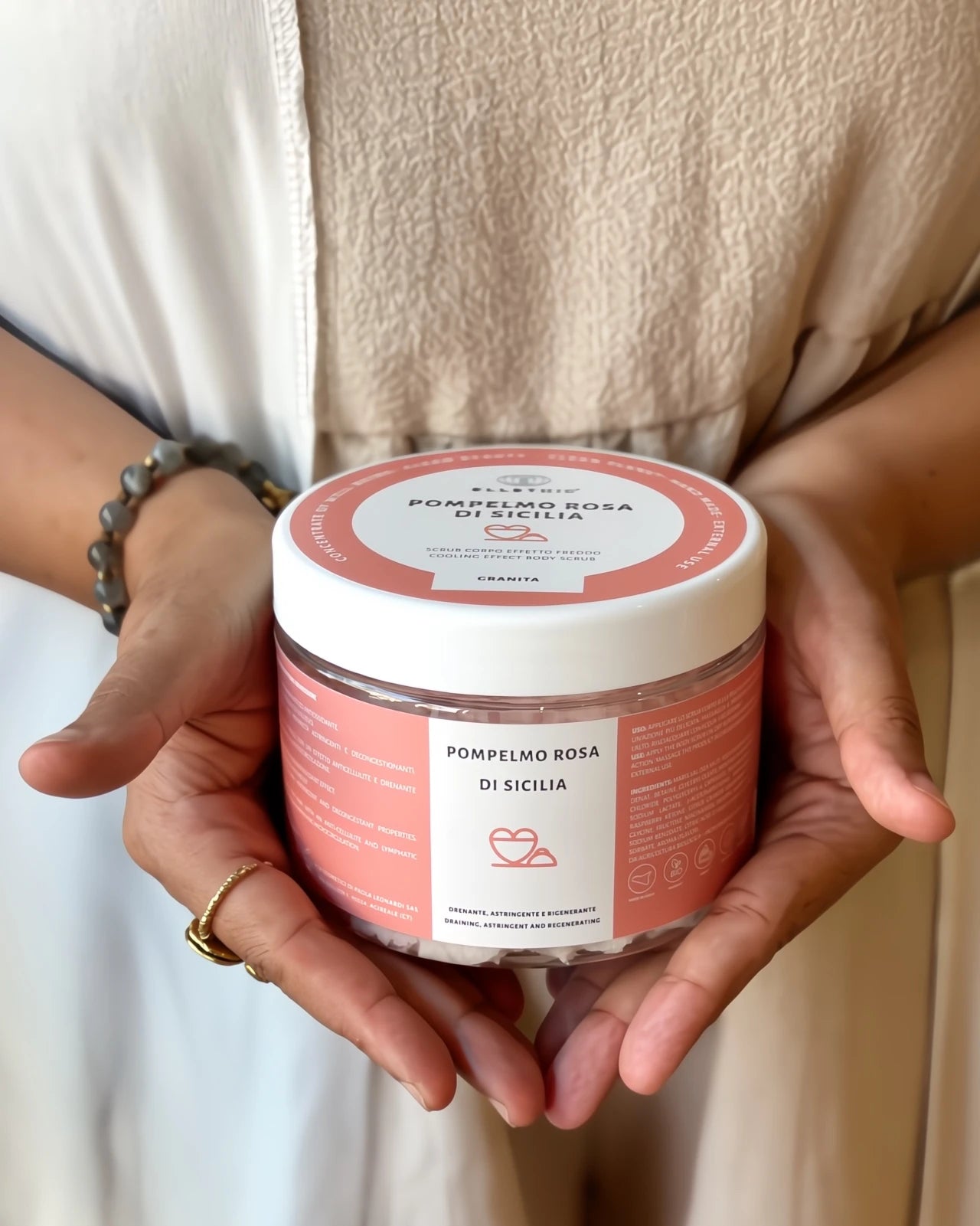 scrub al pompelmo 500 gr - esfoliante bio - granita corpo drenante - iosonolaluce - roma