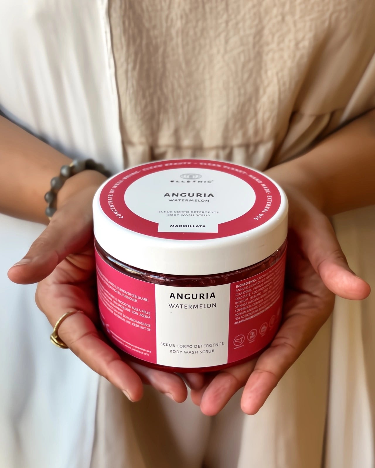 scrub corpo all'anguria con oli naturali 500 gr - io sono la luce - roma