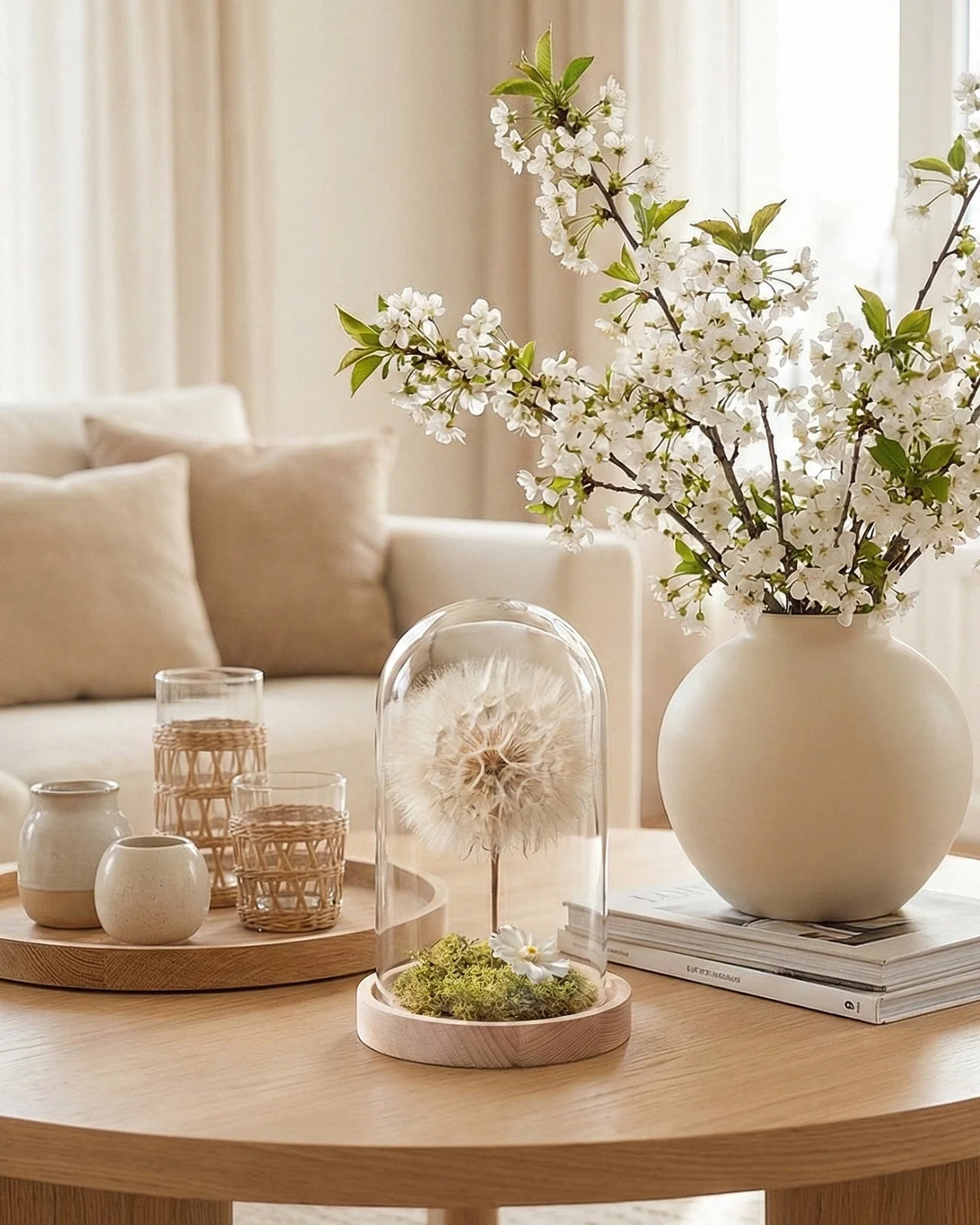 Giardino dei Desideri Majestic soffione stabilizzato XL eterno in ampolla vetro con muschio decorativo