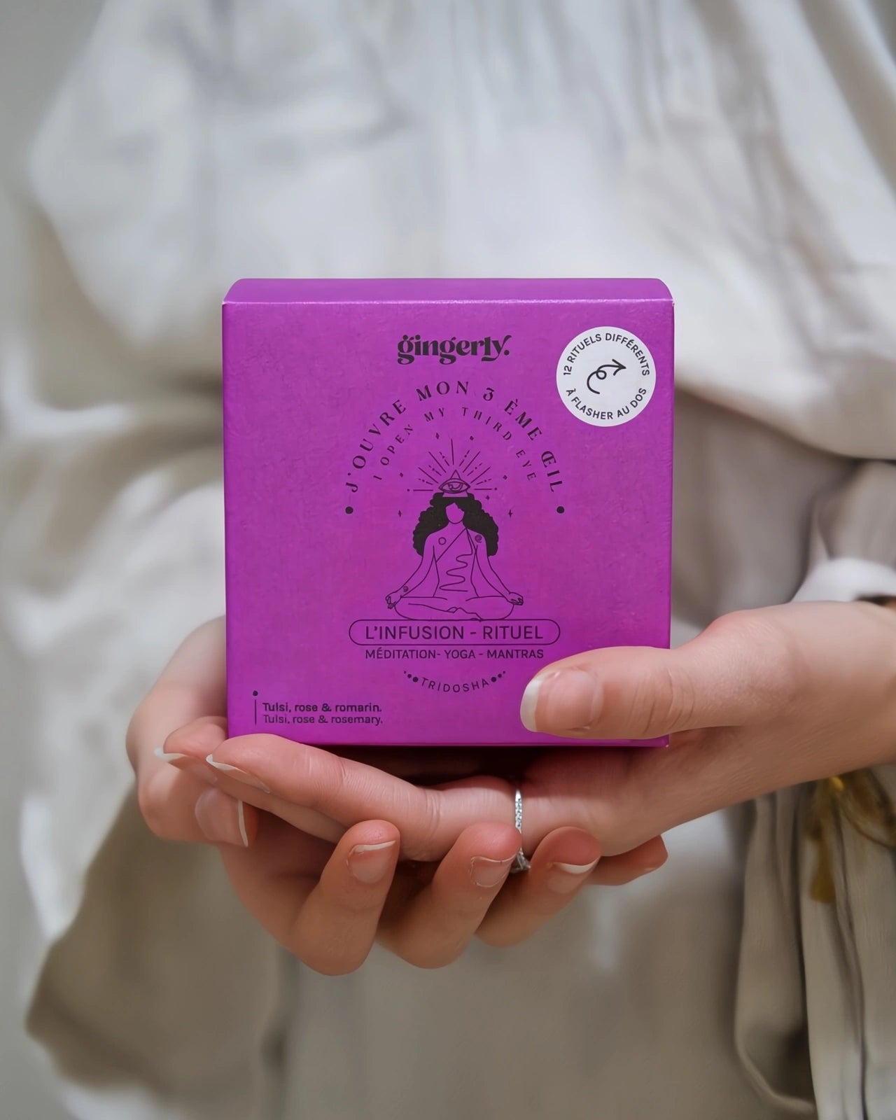 Infusi ayurvedici biologici certificati ECOCERT - piante a taglio largo in bustina per rituali di benessere olistico di 10 minuti | Apro il mio Terzo Occhio: tulsi, rosa e rosmarino 