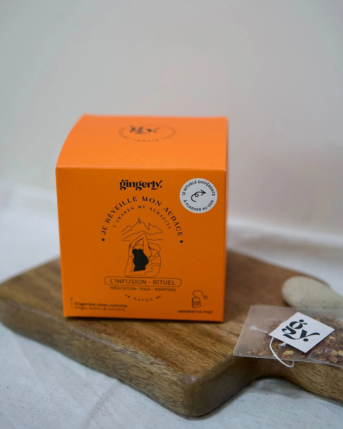 Infusi ayurvedici biologici certificati ECOCERT - piante a taglio largo in bustina per rituali di benessere olistico di 10 minuti | Risveglio la mia Audacia: zenzero, limone e curcuma 