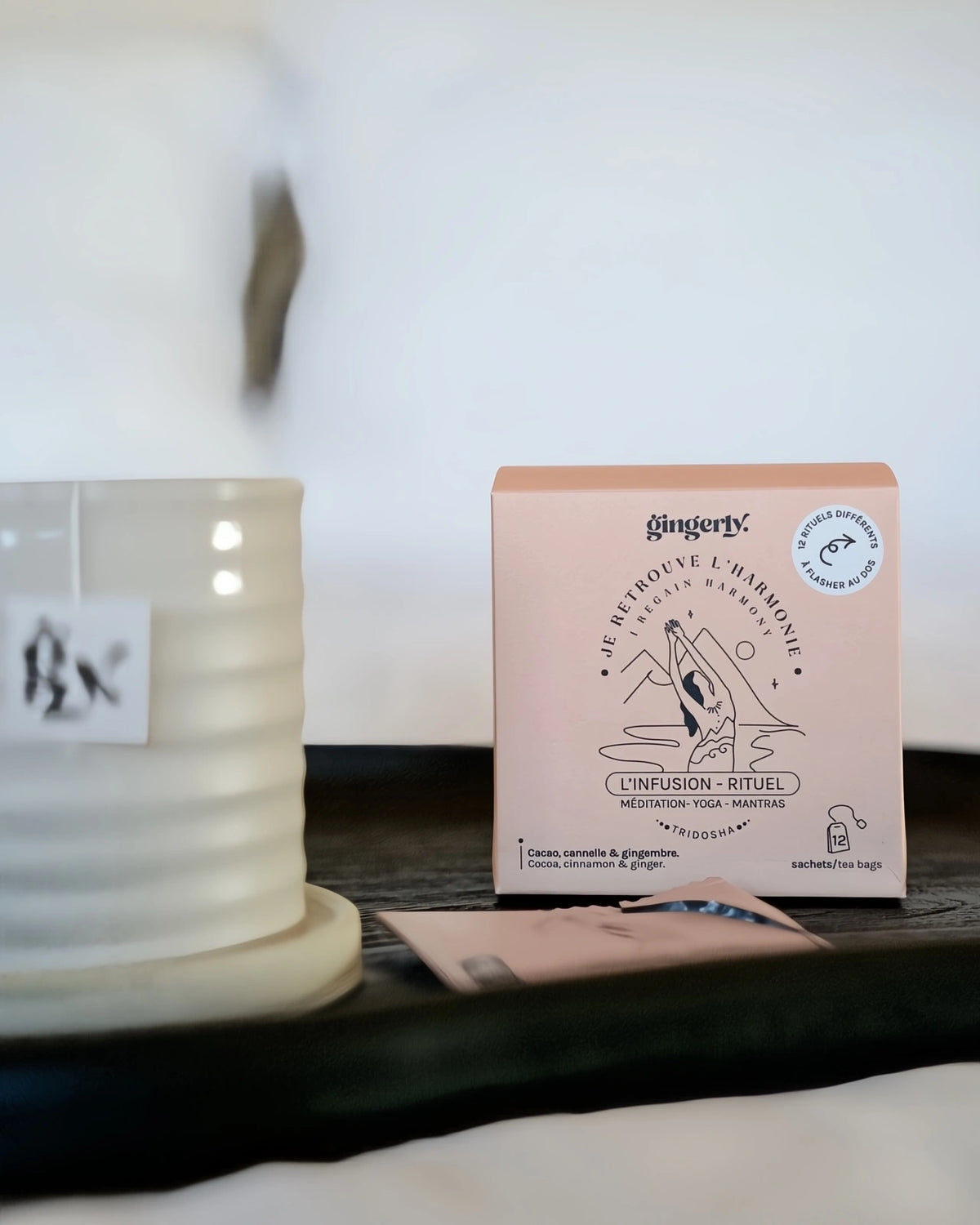 Infusi ayurvedici biologici certificati ECOCERT - piante a taglio largo in bustina per rituali di benessere olistico di 10 minuti | Ritrovo l&#39;Armonia: cacao, cannella e zenzero 