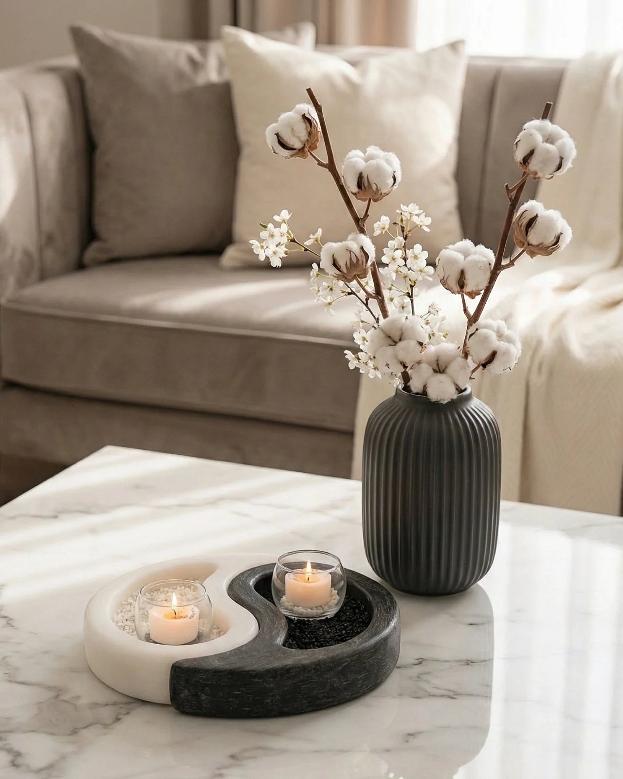 Box di cera Tao artigianale bianco e nero candela ispirata allo Yin e Yang