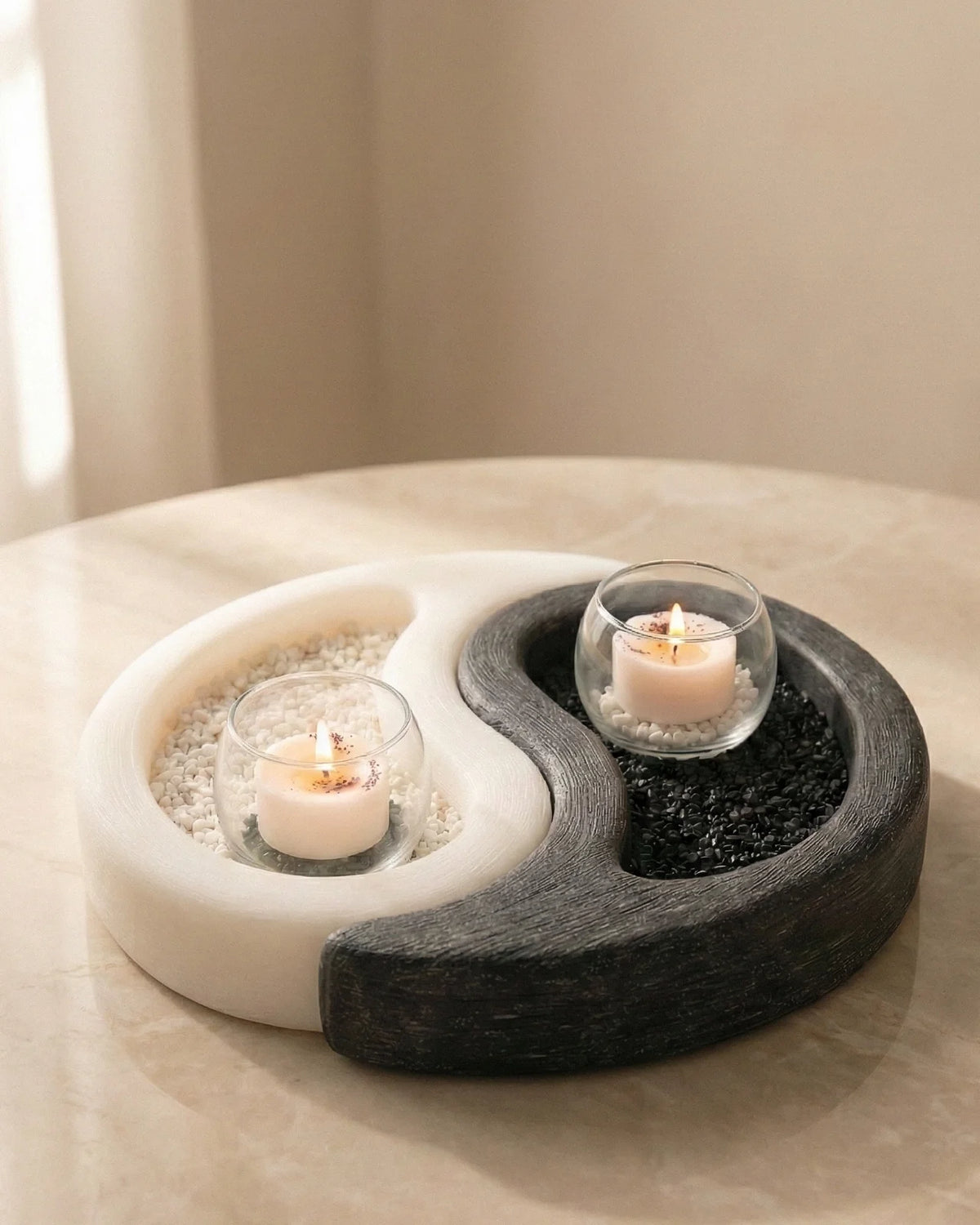 Box di cera Tao artigianale bianco e nero candela ispirata allo Yin e Yang - Io Sono La Luce Roma