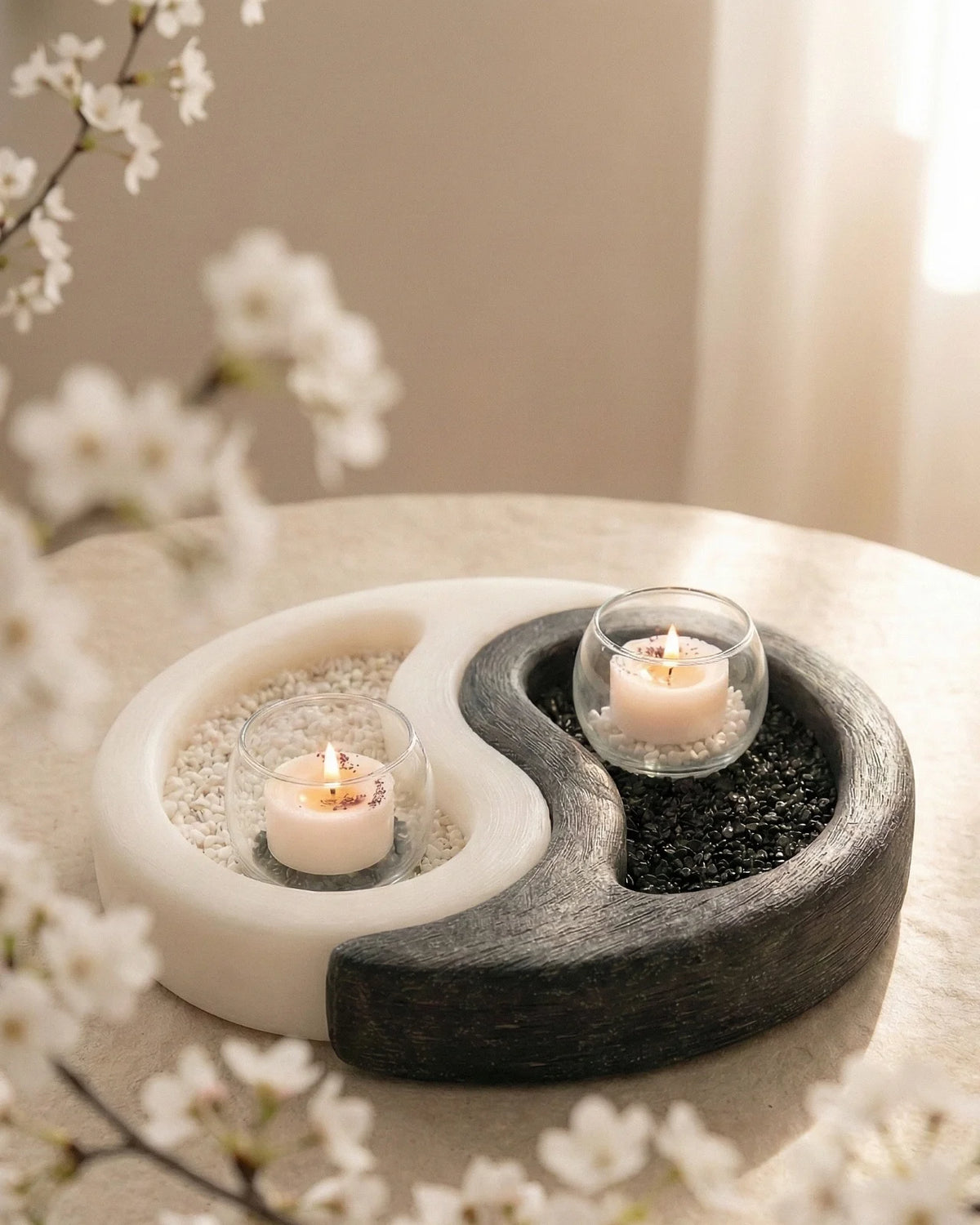 Box di cera Tao artigianale bianco e nero candela ispirata allo Yin e Yang | Roma