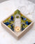 bonseki giardino zen rituale meditazione candela - vassoio quadrato colore beige e blu