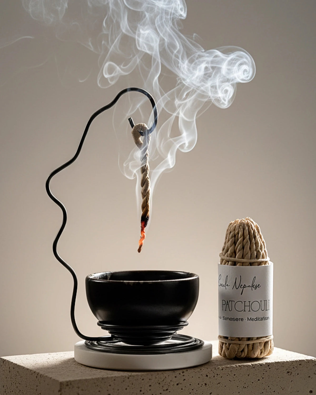 kit incensiere e incenso in corda nepalese artigianali profumo di sandalo