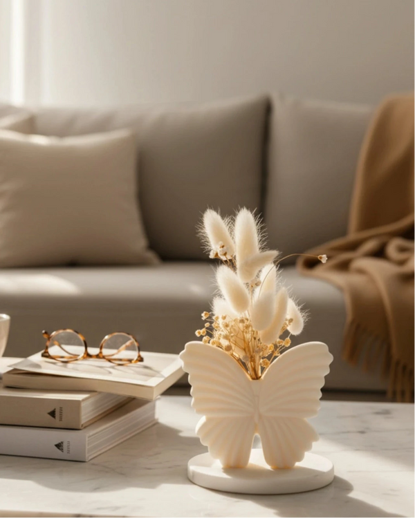 Set Di 2 Vasi In Plastica Infrangibile, Colore Bianco, Altezza 26 Cm, Diametro 7 Cm, Moderni, Per Fiori Secchi O Freschi, Decorazione Casa