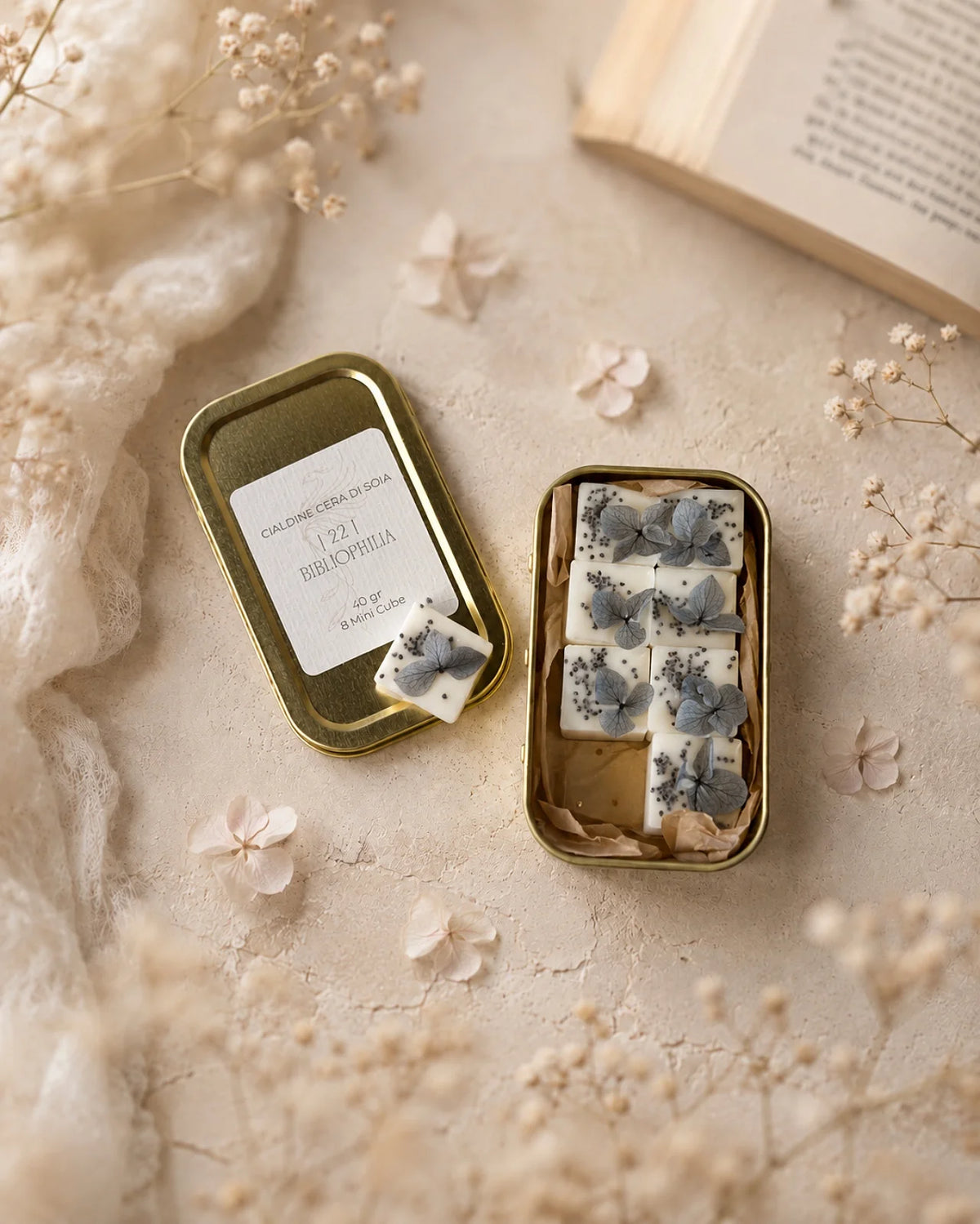 mini cialdine in cera di soia profumata | zollette tart per brucia essenze - artigianali e Made in Italy | Profumo pepe nero, patchouli, tabacco, ambra, cuoio