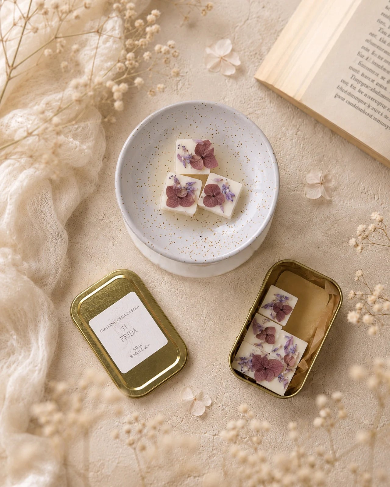mini cialdine in cera di soia profumata | zollette tart per brucia essenze - artigianali e Made in Italy 