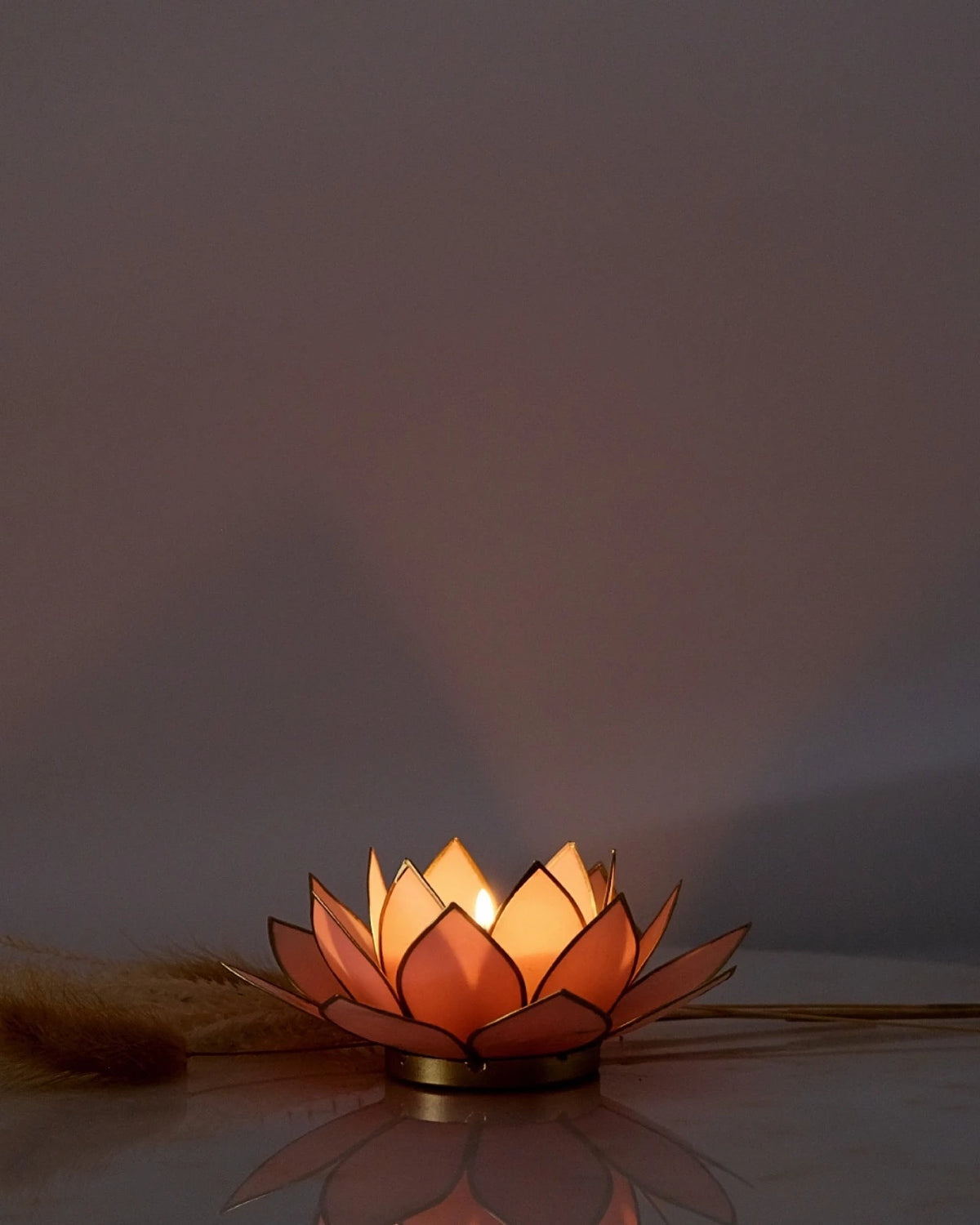 Puro: portacandele a forma di fior di loto in conchiglia 