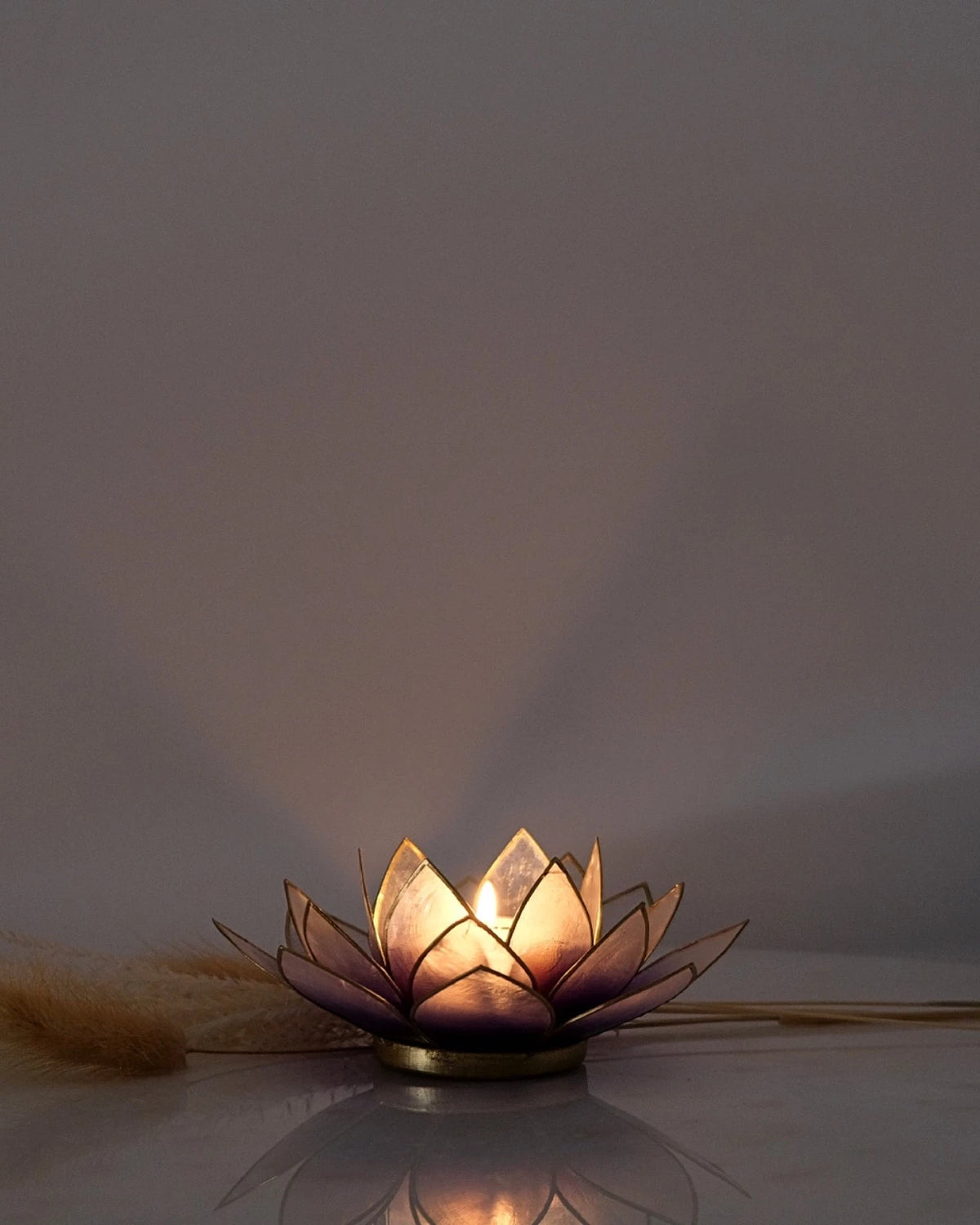 Puro: portacandele a forma di fior di loto in conchiglia 