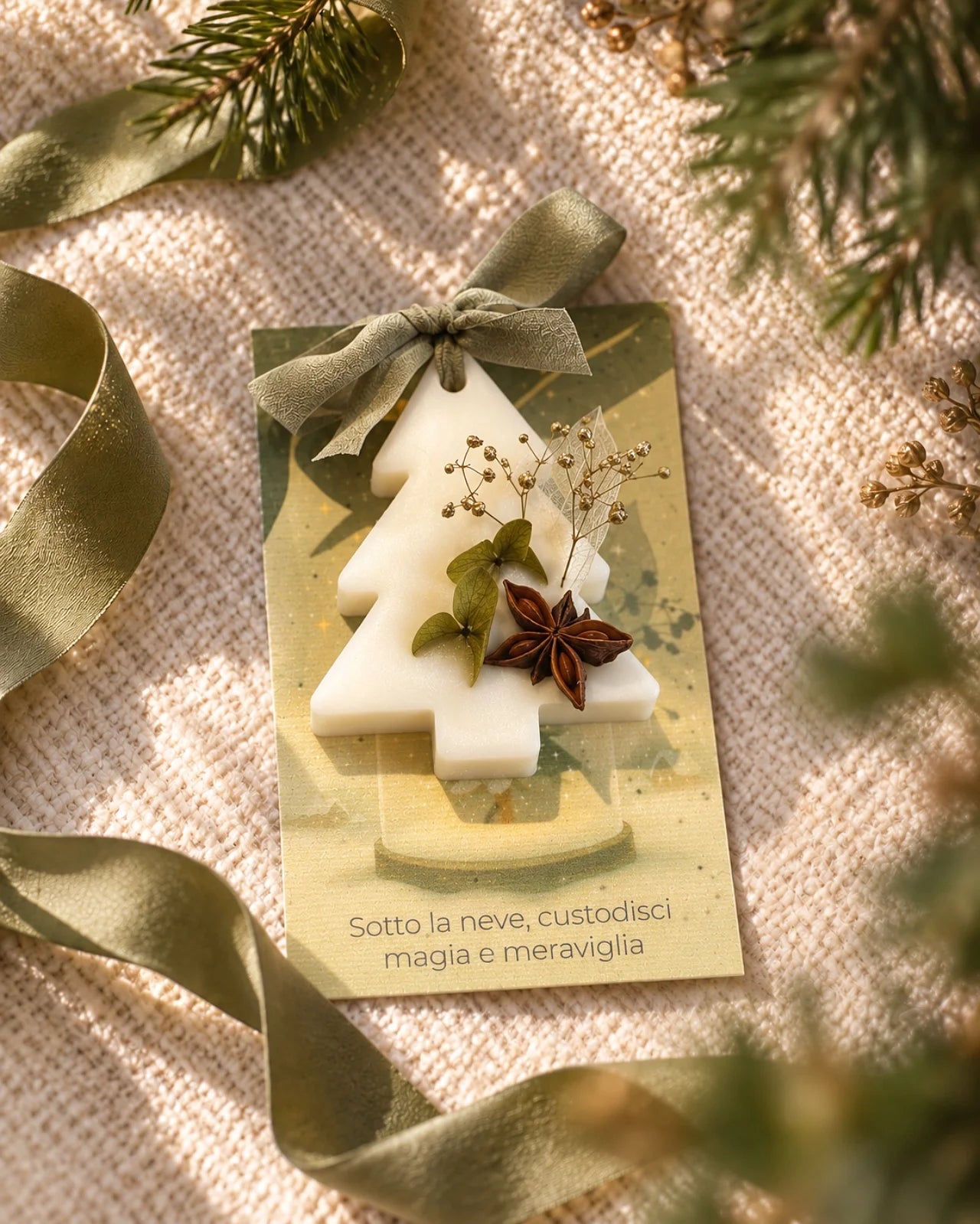 profumatore per cassetti ed armadi Limited Edition - regali di Natale per le maestre | tavoletta tartina in pura cera di soia profumata - Alberello