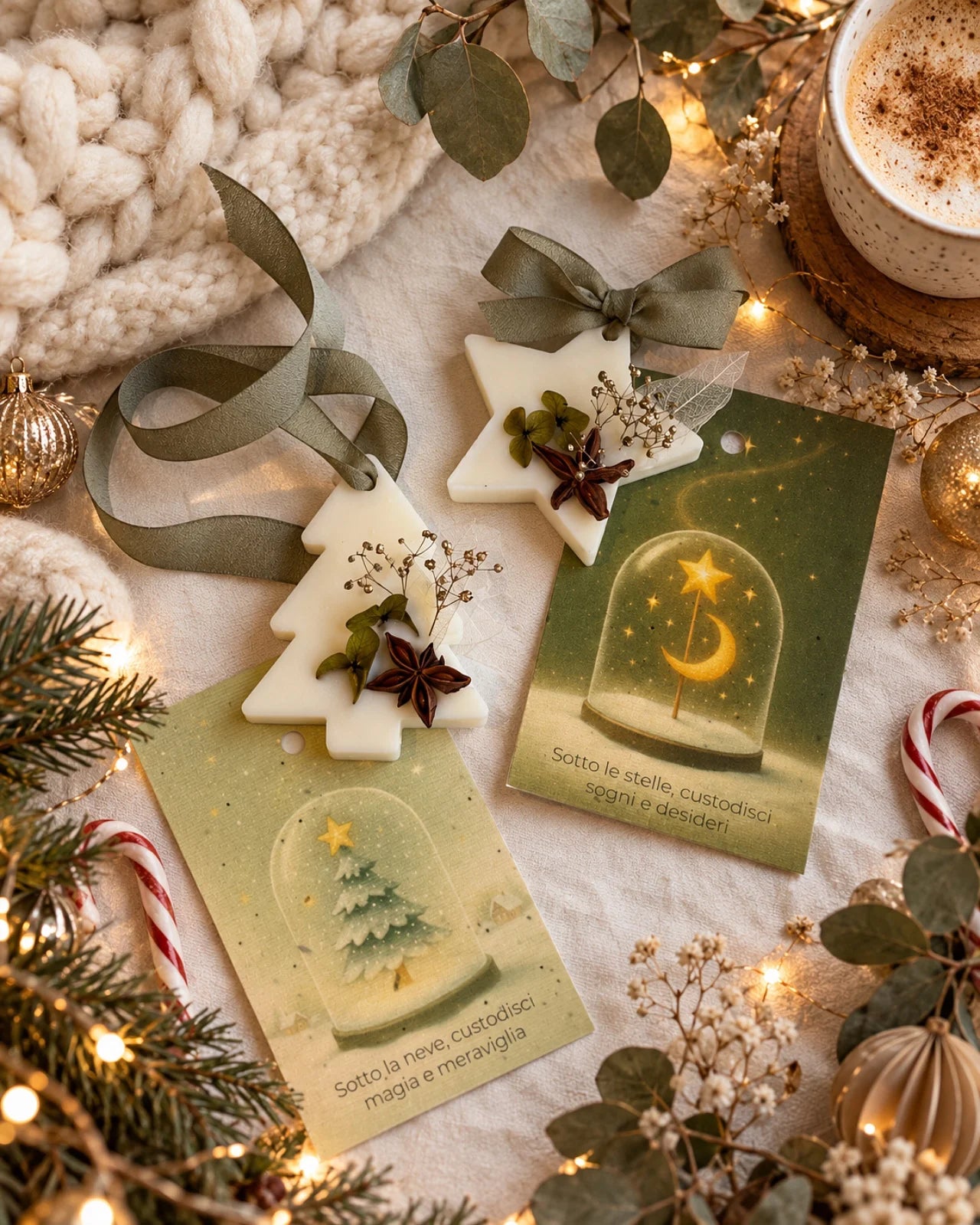 profumatore per cassetti ed armadi xmas Limited Edition - idee regalino di natale | tavoletta tartina in pura cera di soia profumata - alberello o stellina di natale 
