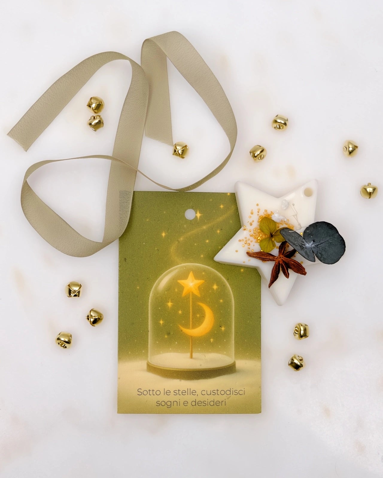 profumatore per cassetti ed armadi xmas Limited Edition - idee regalino di natale | tavoletta tartina in pura cera di soia profumata al panettone, cannella, arancia candita e vaniglia - stellina di natale 