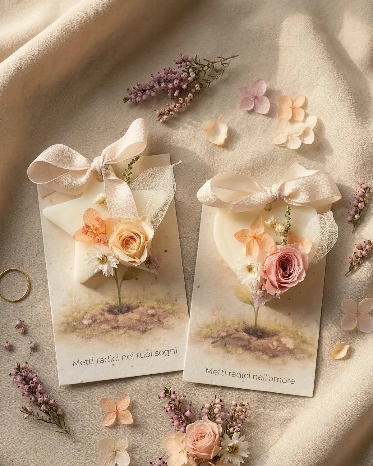 Profumatore naturale Radici - Illustrazione botanica onirica con germoglio che emerge dalla terra - Carta piantabile inclusa - Io Sono La Luce