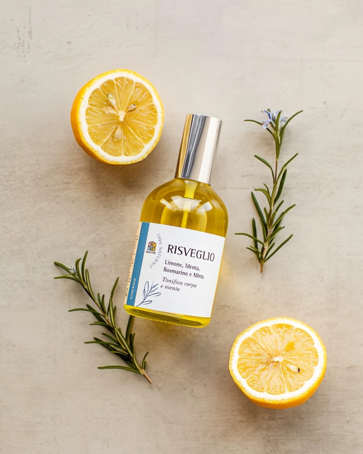 profumo botanico con oli essenziali di limone, menta piperita, rosmarino e mirto - per risvegliare i sensi ed accendere la vitalità | Olfattiva | Roma - Io Sono La Luce 