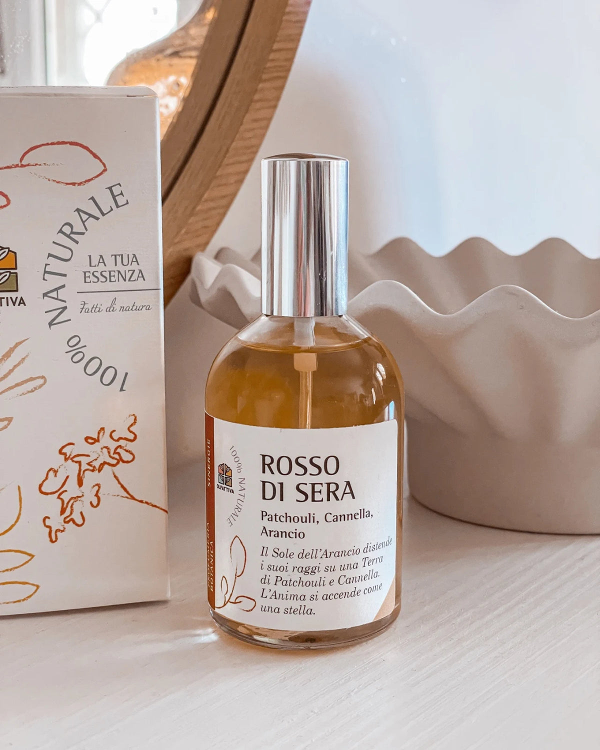 Rosso di Sera di Olfattiva | Profumo Botanico Naturale con oli essenziali di patchouli, cannella e arancio | Roma