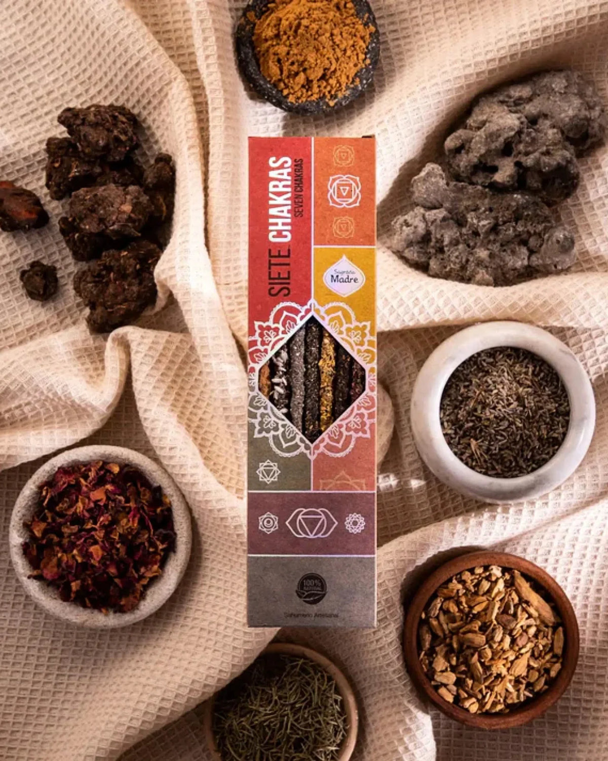 Incensi 7 Chakras | Bastoncini di Incenso Naturali per Rituale di Riequilibrio Energetico