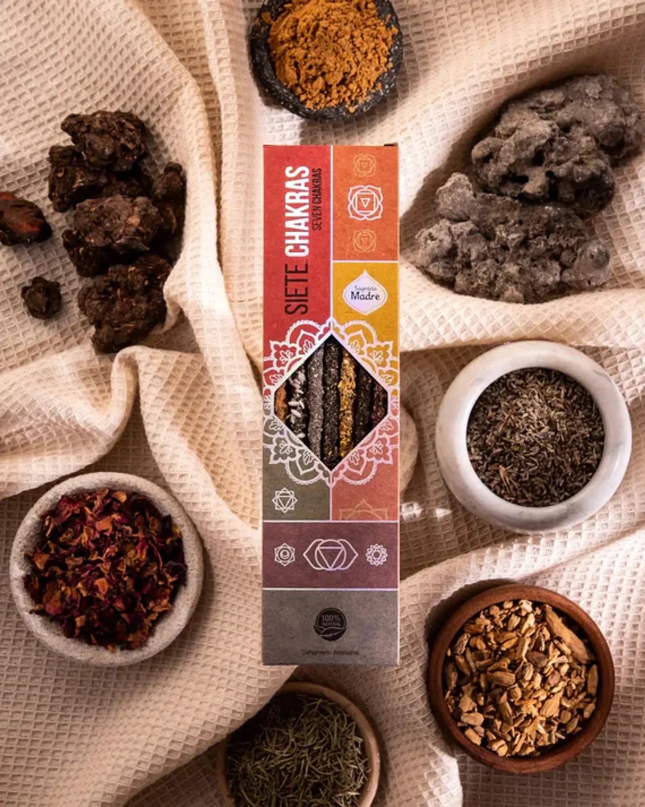 Incensi 7 Chakras | Bastoncini di Incenso Naturali per Rituale di Riequilibrio Energetico