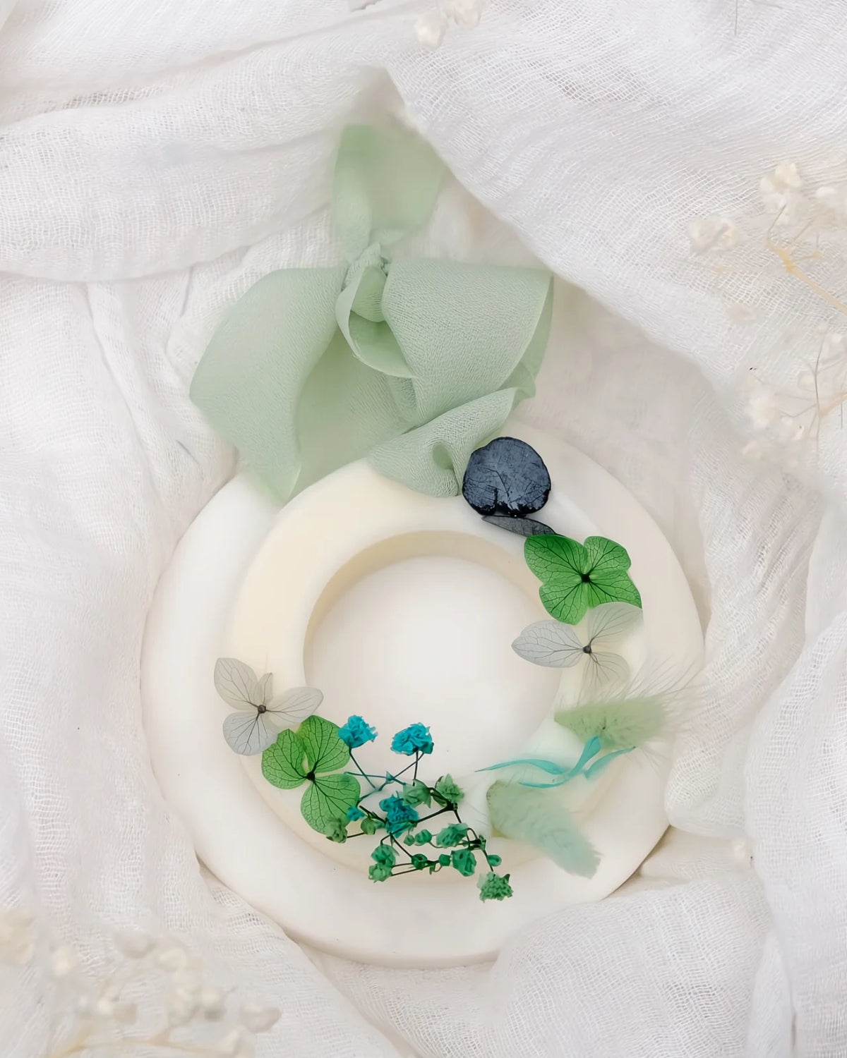 tavoletta botanica cera di soia per profumare cassetti ed armadi ghirlanda color verde menta 