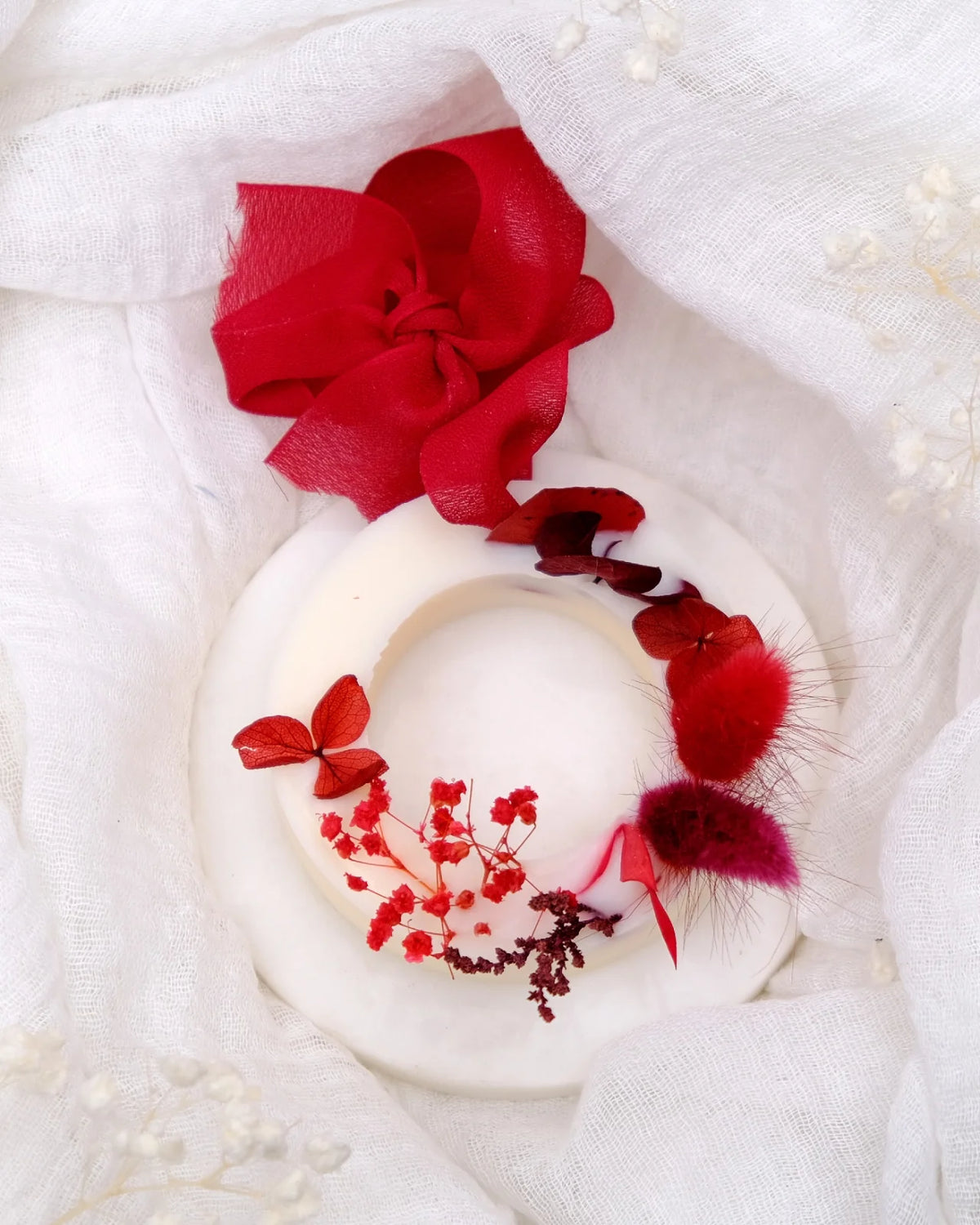 tavoletta botanica cera di soia per profumare cassetti ed armadi ghirlanda color rosso