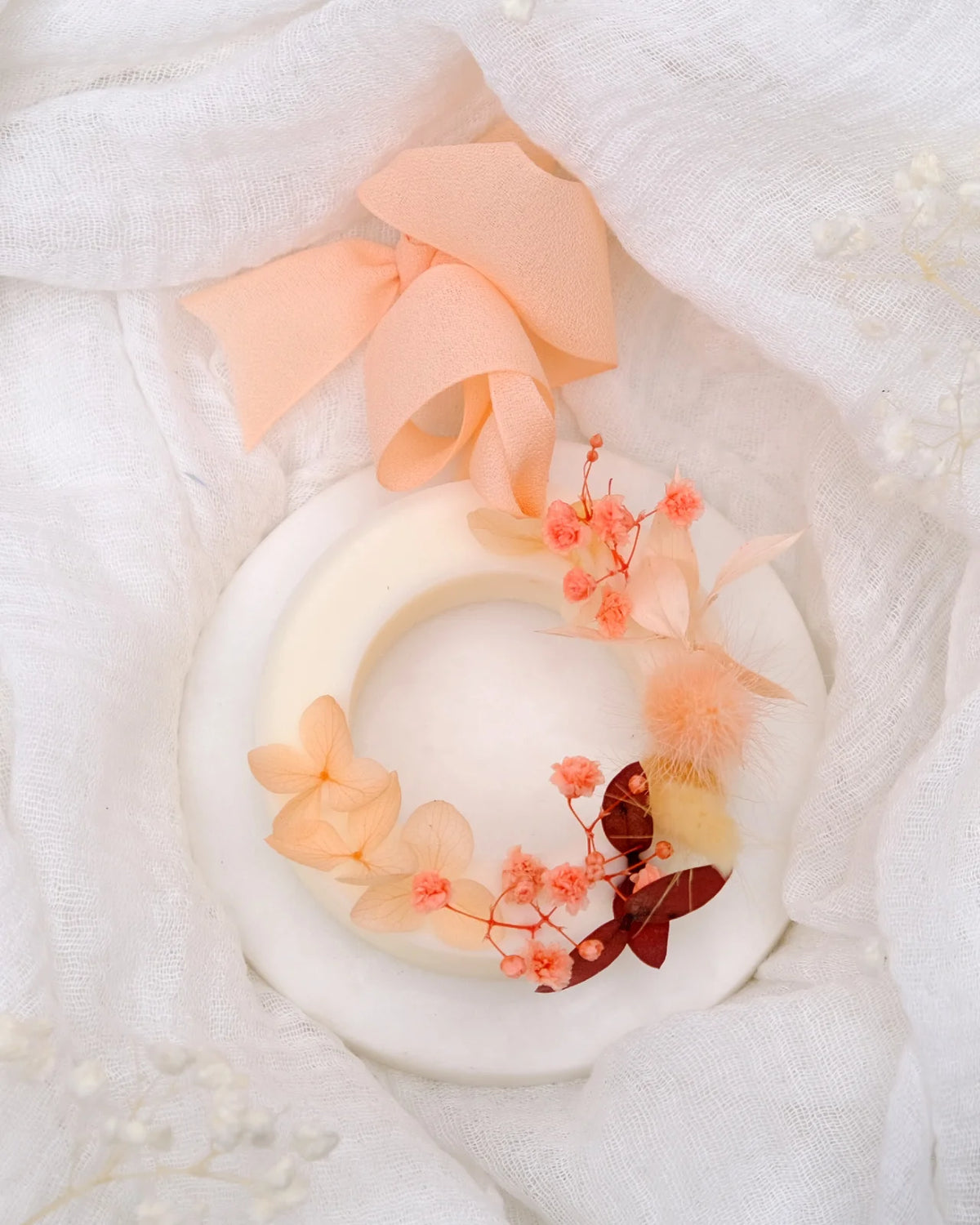 tavoletta botanica cera di soia per profumare cassetti ed armadi ghirlanda color pesca