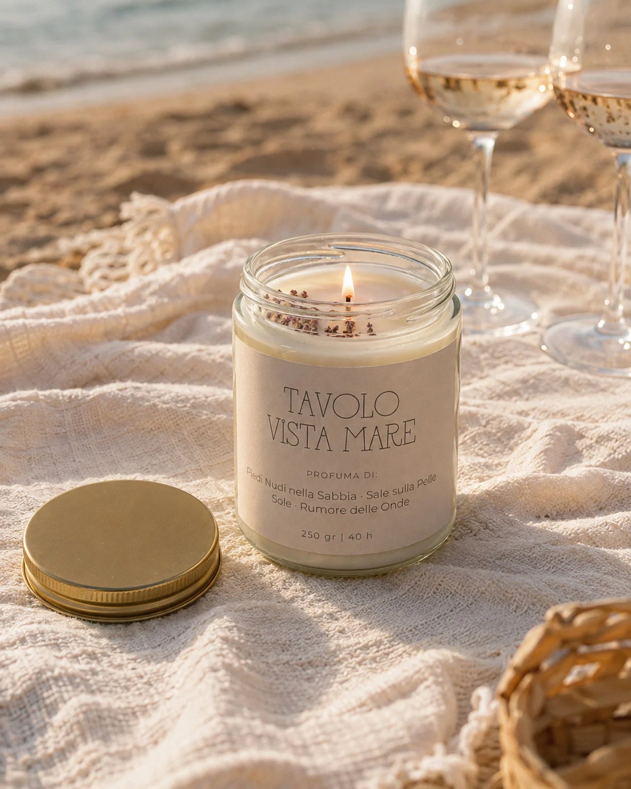 Collezione Stop al Tempo: candele per rituali di slow living e per rallentare il tempo | Tavolo Vista Mare | Io Sono La Luce Roma