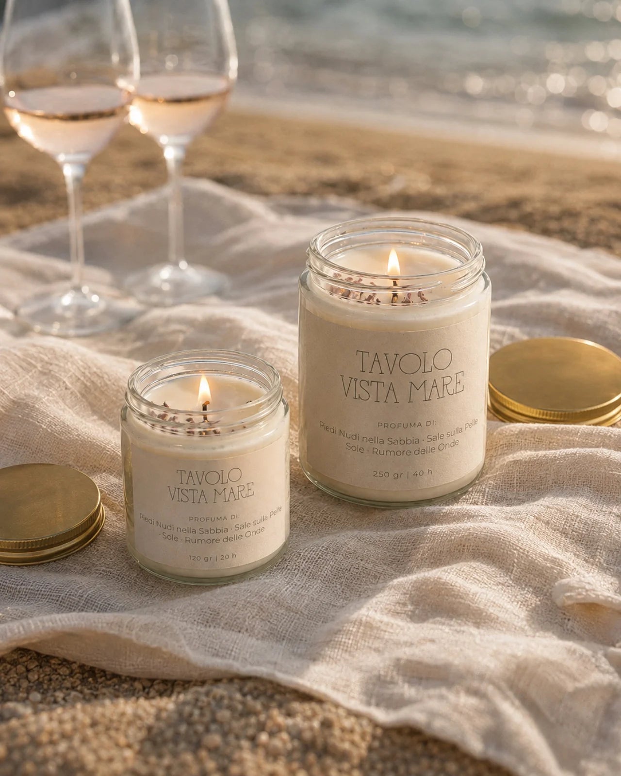 Collezione Stop al Tempo: candele per rituali di slow living e per rallentare il tempo | Tavolo Vista Mare