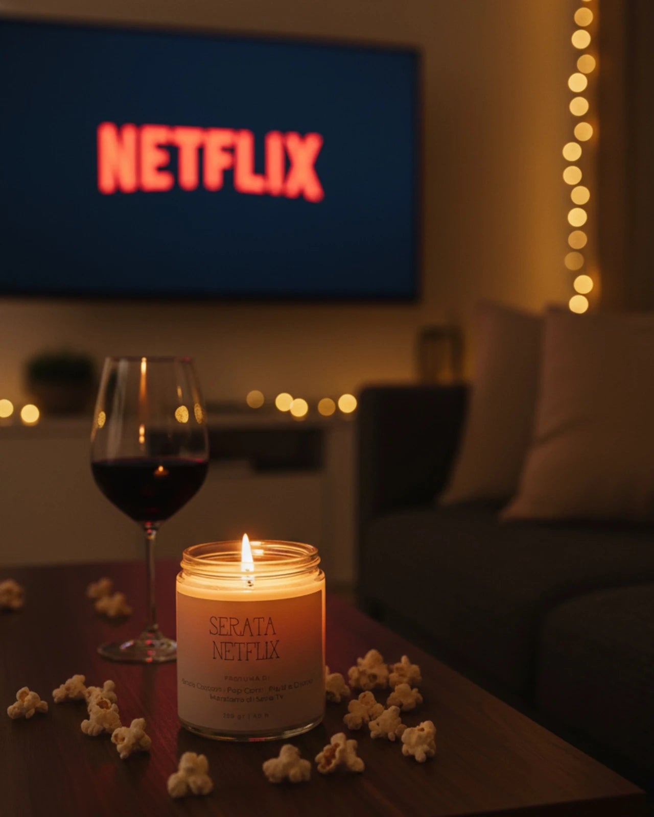 Candele sensoriali slow living - Collezione Stop al Tempo - Serata Netflix