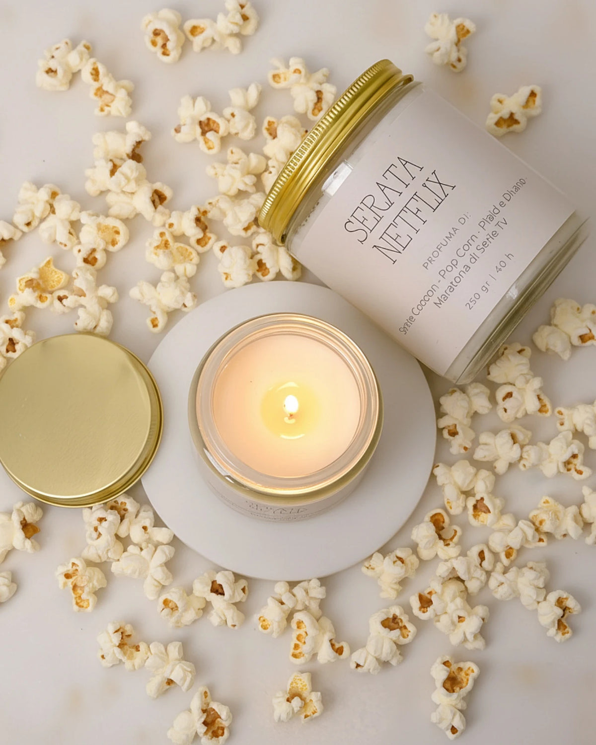 Candele sensoriali slow living - Collezione Stop al Tempo - Serata Netflix