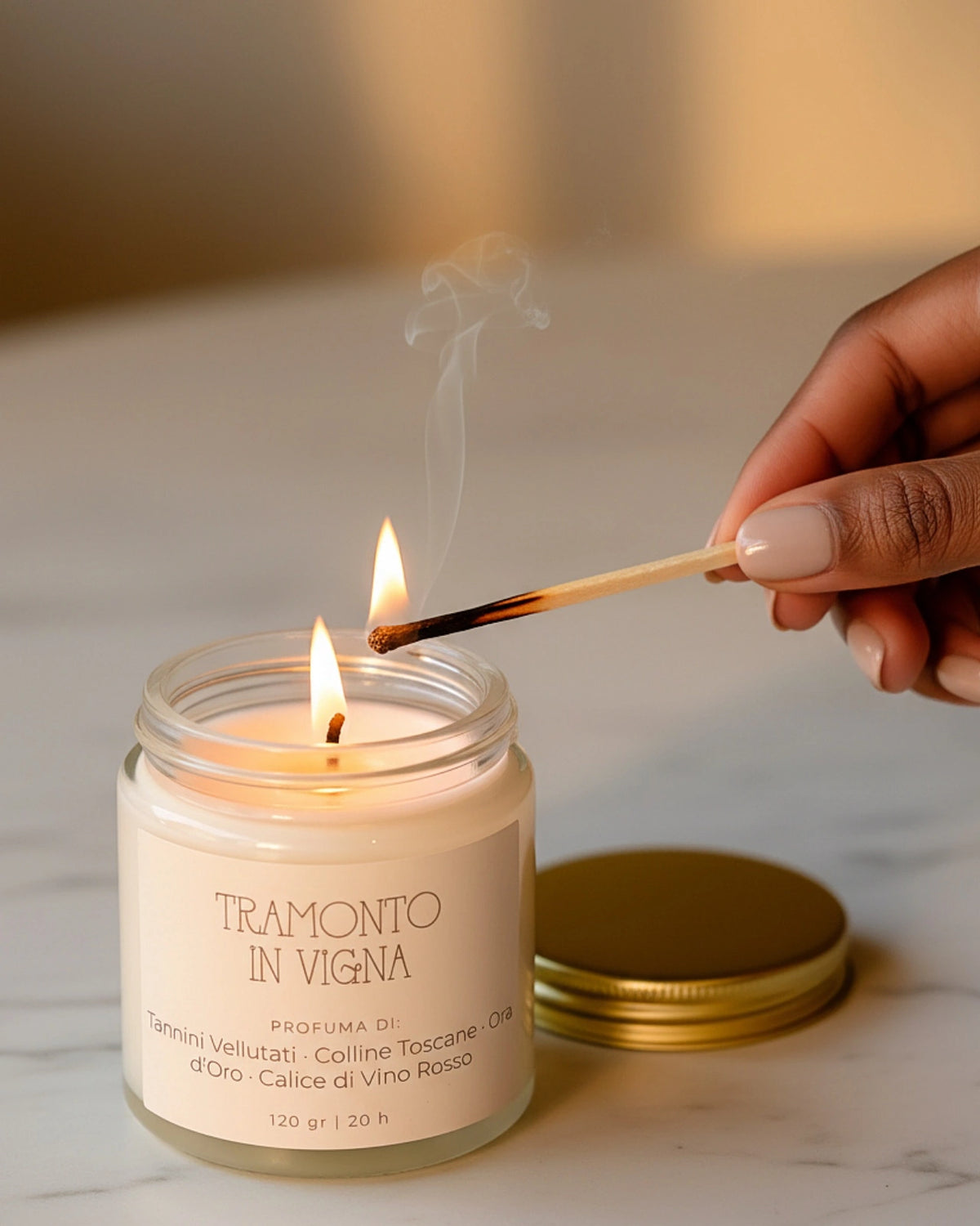 Tramonto in Vigna | Stop al Tempo | candela sensoriale slow living - profumo di vino rosso, campagna toscana e uva - formato small 120 gr | Io Sono La Luce a Roma