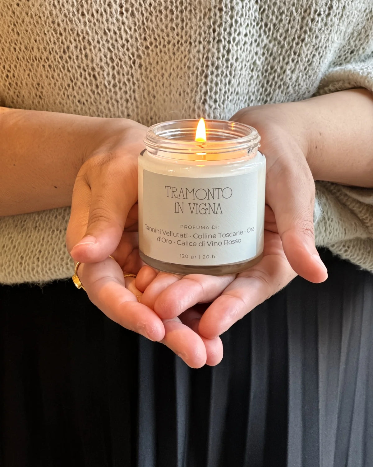 Tramonto in Vigna | Stop al Tempo | candela sensoriale slow living - profumo di vino rosso, campagna toscana e uva - formato small 120 gr | Roma