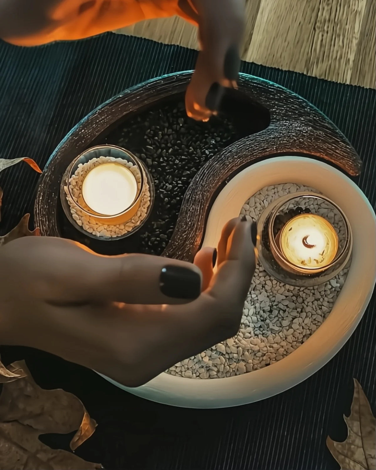 Box di cera Tao artigianale bianco e nero candela ispirata allo Yin e Yang