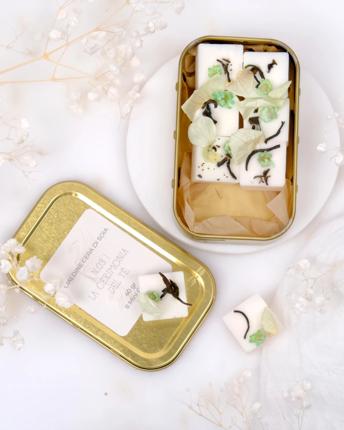 tartine profumate in pura cera di soia al profumo di tè verde