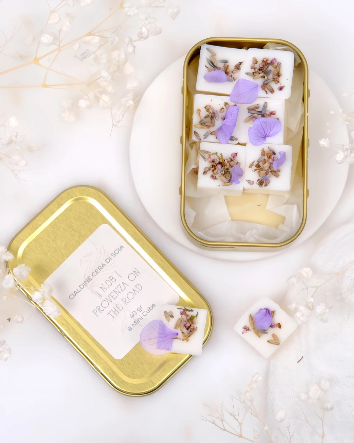 tartine profumate in pura cera di soia al profumo di lavanda e salvia