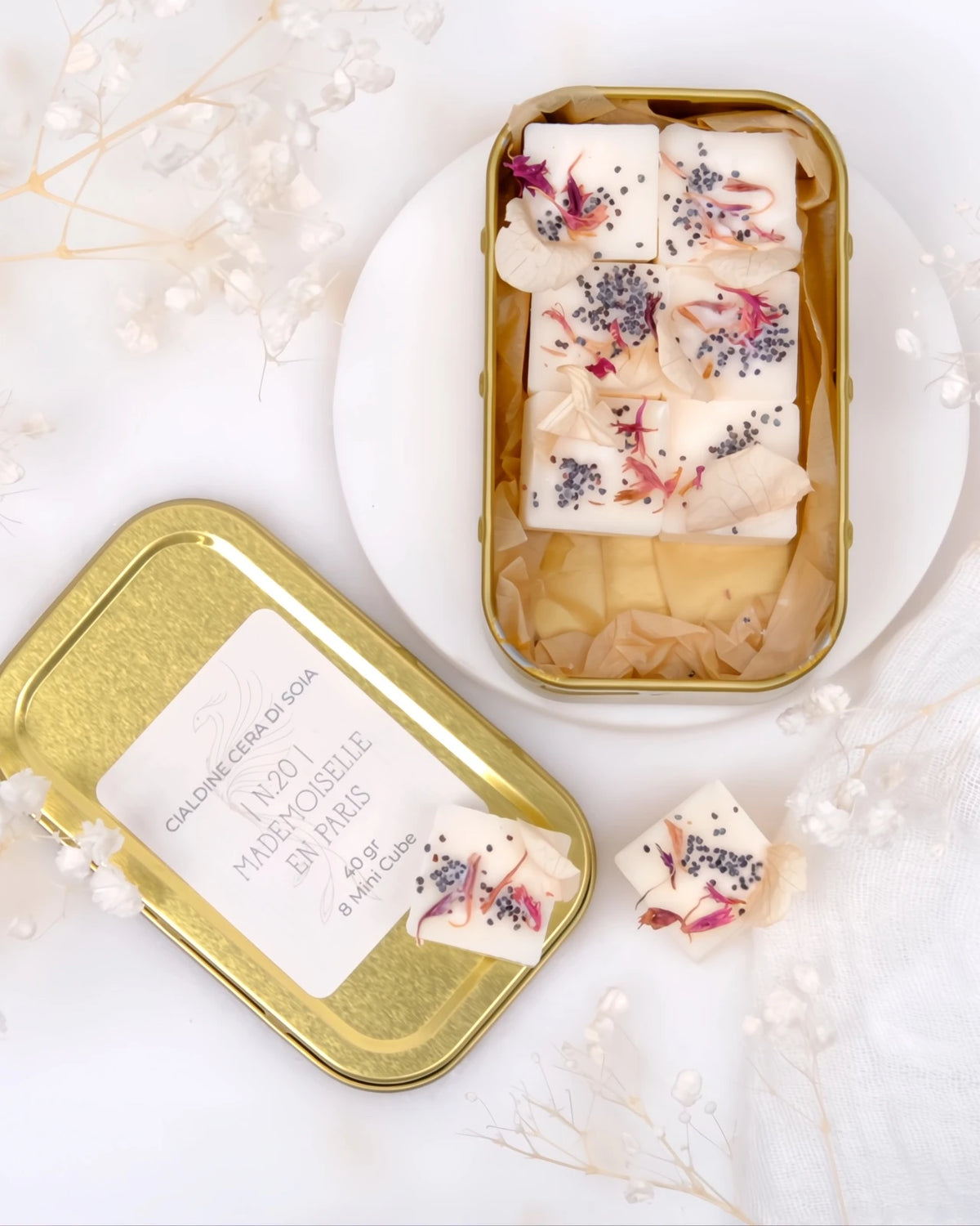 tartine profumate in pura cera di soia al profumo di rosa e Parigi 