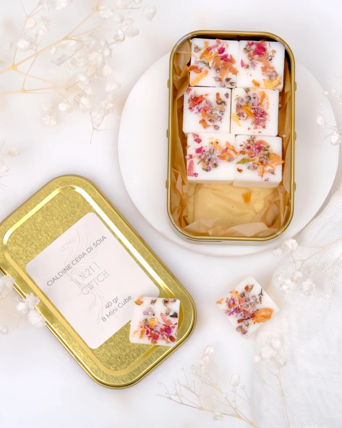 tartine profumate in pura cera di soia al profumo di peonia e vaniglia