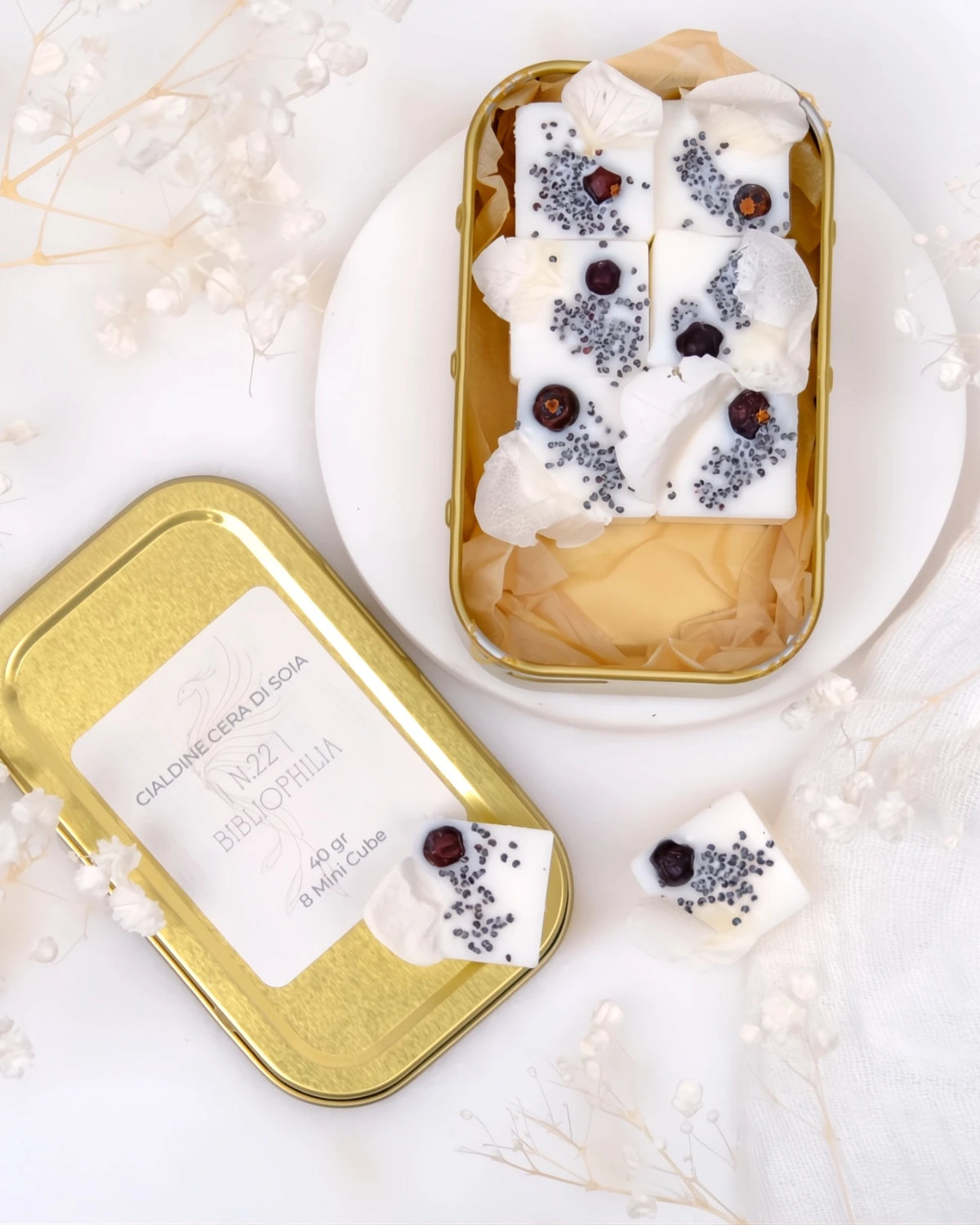 tartine profumate in pura cera di soia al profumo di biblioteca e libri