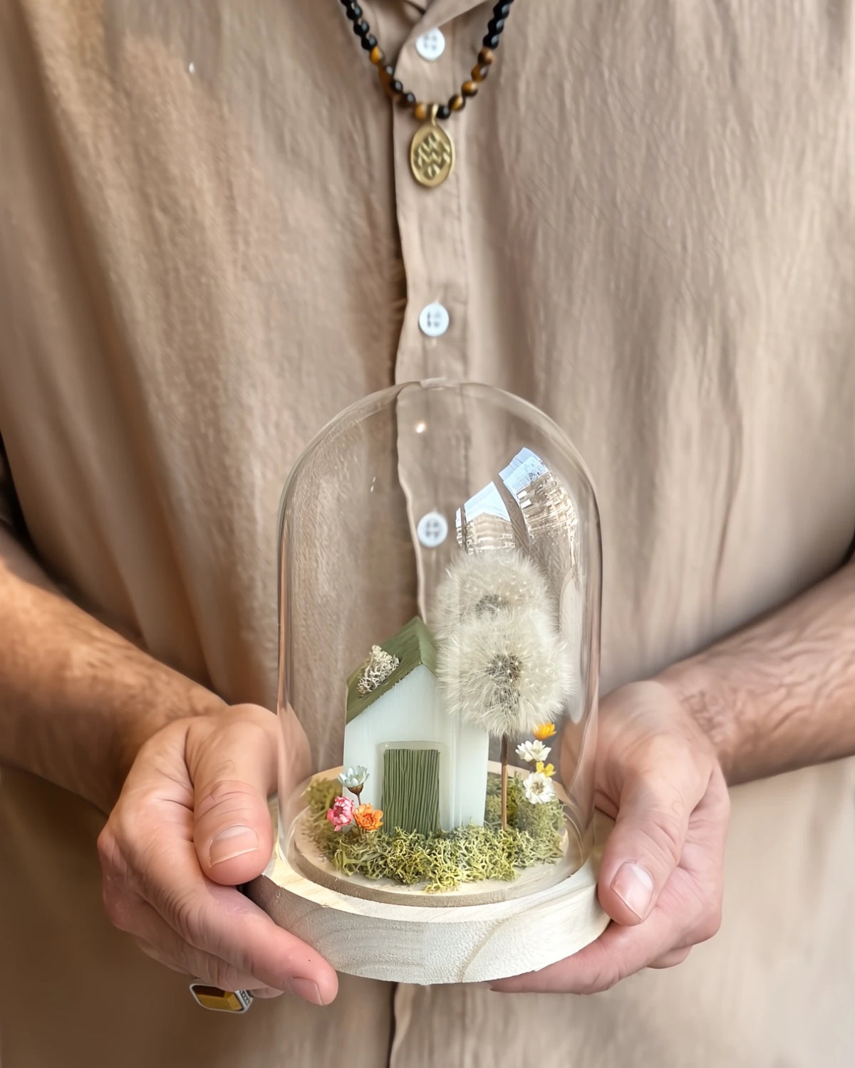 Il Giardino dei Desideri | Soffione Stabilizzato in Vetro con Prato Botanico