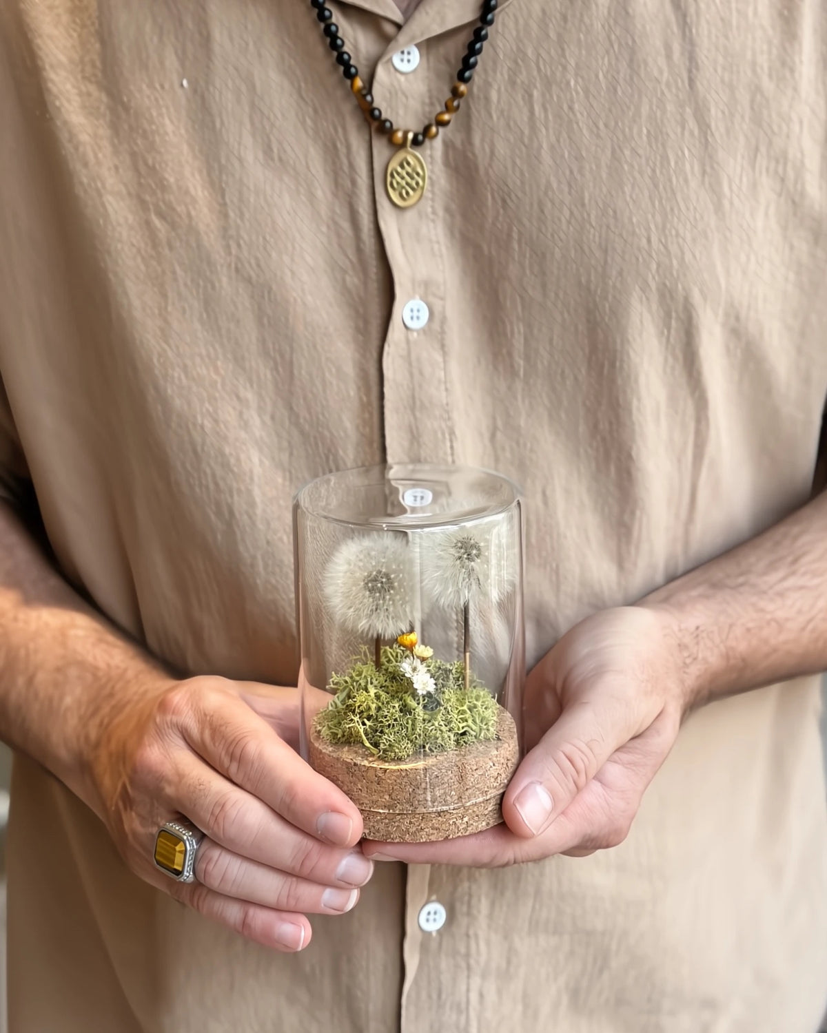 Il Giardino dei Desideri | Soffione Stabilizzato in Vetro con Prato Botanico